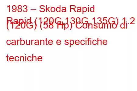 1983 – Skoda Rapid
Rapid (120G,130G,135G) 1.2 (120G) (58 Hp) Consumo di carburante e specifiche tecniche