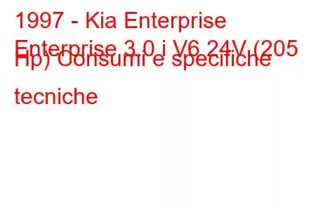 1997 - Kia Enterprise
Enterprise 3.0 i V6 24V (205 Hp) Consumi e specifiche tecniche