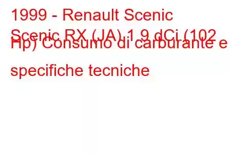 1999 - Renault Scenic
Scenic RX (JA) 1.9 dCi (102 Hp) Consumo di carburante e specifiche tecniche