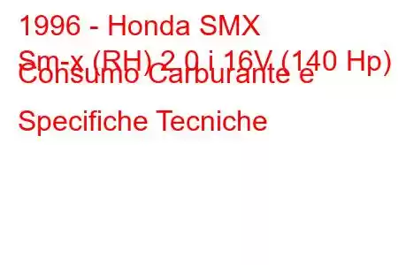 1996 - Honda SMX
Sm-x (RH) 2.0 i 16V (140 Hp) Consumo Carburante e Specifiche Tecniche