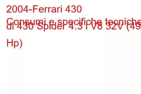 2004-Ferrari 430
Consumi e specifiche tecniche di 430 Spider 4.3 i V8 32V (490 Hp)