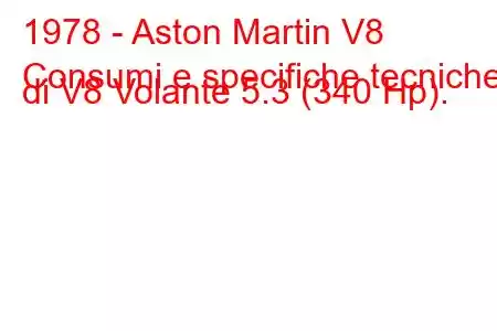 1978 - Aston Martin V8
Consumi e specifiche tecniche di V8 Volante 5.3 (340 Hp).