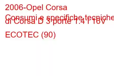 2006-Opel Corsa
Consumi e specifiche tecniche di Corsa D 3 porte 1.4 i 16V ECOTEC (90)