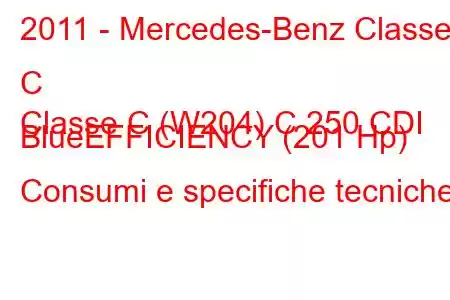 2011 - Mercedes-Benz Classe C
Classe C (W204) C 250 CDI BlueEFFICIENCY (201 Hp) Consumi e specifiche tecniche