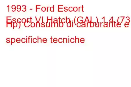 1993 - Ford Escort
Escort VI Hatch (GAL) 1.4 (73 Hp) Consumo di carburante e specifiche tecniche