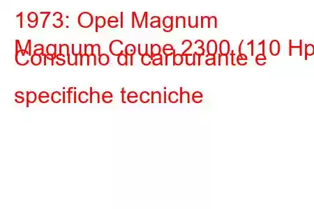 1973: Opel Magnum
Magnum Coupe 2300 (110 Hp) Consumo di carburante e specifiche tecniche