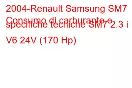 2004-Renault Samsung SM7
Consumo di carburante e specifiche tecniche SM7 2.3 i V6 24V (170 Hp)