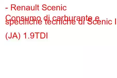 - Renault Scenic
Consumo di carburante e specifiche tecniche di Scenic I (JA) 1.9TDI