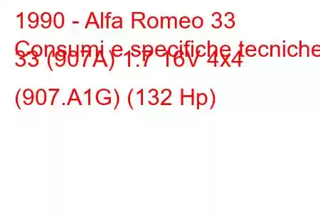 1990 - Alfa Romeo 33
Consumi e specifiche tecniche 33 (907A) 1.7 16V 4x4 (907.A1G) (132 Hp)