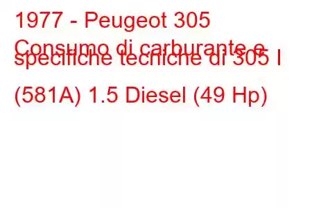 1977 - Peugeot 305
Consumo di carburante e specifiche tecniche di 305 I (581A) 1.5 Diesel (49 Hp)