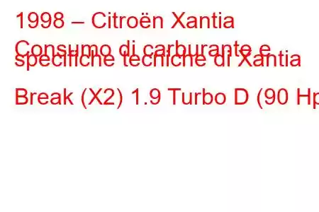 1998 – Citroën Xantia
Consumo di carburante e specifiche tecniche di Xantia Break (X2) 1.9 Turbo D (90 Hp)