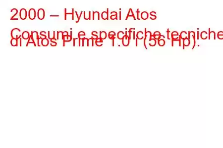 2000 – Hyundai Atos
Consumi e specifiche tecniche di Atos Prime 1.0 i (56 Hp).