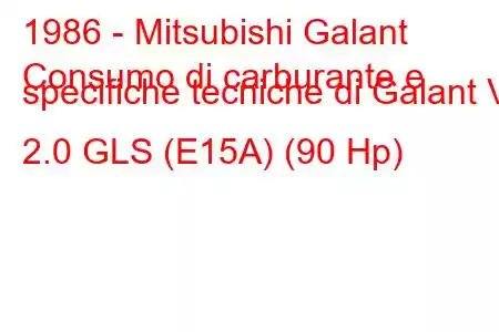 1986 - Mitsubishi Galant
Consumo di carburante e specifiche tecniche di Galant V 2.0 GLS (E15A) (90 Hp)