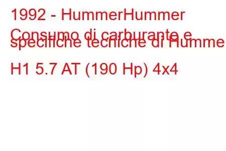 1992 - HummerHummer
Consumo di carburante e specifiche tecniche di Hummer H1 5.7 AT (190 Hp) 4x4