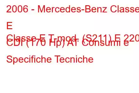 2006 - Mercedes-Benz Classe E
Classe E T-mod. (S211) E 220 CDI (170 Hp) AT Consumi e Specifiche Tecniche