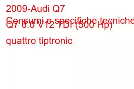 2009-Audi Q7
Consumi e specifiche tecniche Q7 6.0 V12 TDI (500 Hp) quattro tiptronic