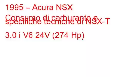 1995 – Acura NSX
Consumo di carburante e specifiche tecniche di NSX-T 3.0 i V6 24V (274 Hp)