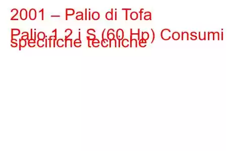 2001 – Palio di Tofa
Palio 1.2 i S (60 Hp) Consumi e specifiche tecniche