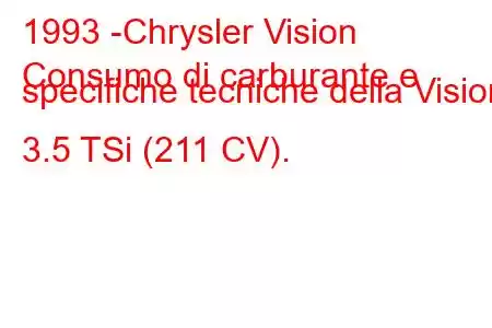 1993 -Chrysler Vision
Consumo di carburante e specifiche tecniche della Vision 3.5 TSi (211 CV).