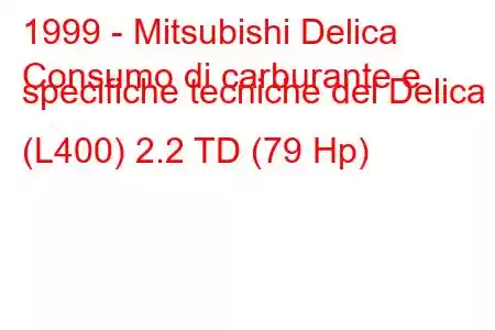 1999 - Mitsubishi Delica
Consumo di carburante e specifiche tecniche del Delica (L400) 2.2 TD (79 Hp)