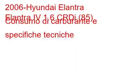 2006-Hyundai Elantra
Elantra IV 1.6 CRDi (85) Consumo di carburante e specifiche tecniche