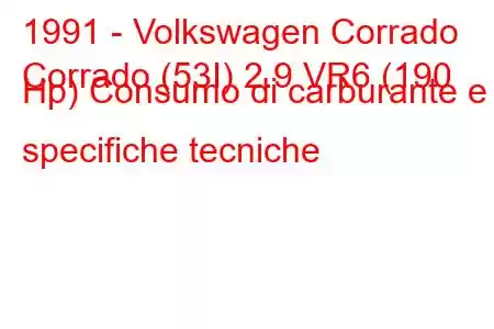 1991 - Volkswagen Corrado
Corrado (53I) 2.9 VR6 (190 Hp) Consumo di carburante e specifiche tecniche