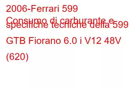 2006-Ferrari 599
Consumo di carburante e specifiche tecniche della 599 GTB Fiorano 6.0 i V12 48V (620)