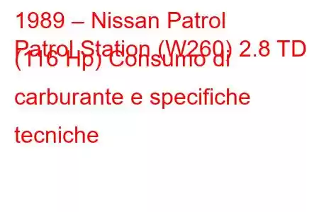 1989 – Nissan Patrol
Patrol Station (W260) 2.8 TD (116 Hp) Consumo di carburante e specifiche tecniche