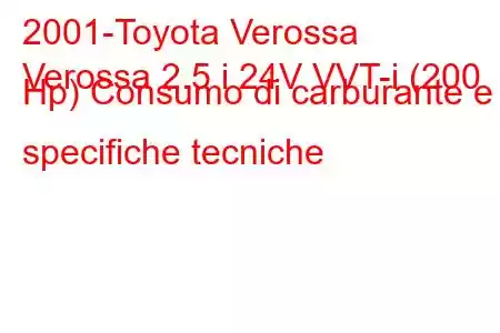 2001-Toyota Verossa
Verossa 2.5 i 24V VVT-i (200 Hp) Consumo di carburante e specifiche tecniche