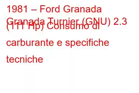 1981 – Ford Granada
Granada Turnier (GNU) 2.3 (111 Hp) Consumo di carburante e specifiche tecniche