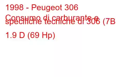 1998 - Peugeot 306
Consumo di carburante e specifiche tecniche di 306 (7B) 1.9 D (69 Hp)