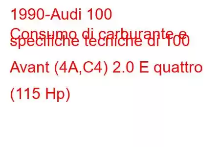 1990-Audi 100
Consumo di carburante e specifiche tecniche di 100 Avant (4A,C4) 2.0 E quattro (115 Hp)