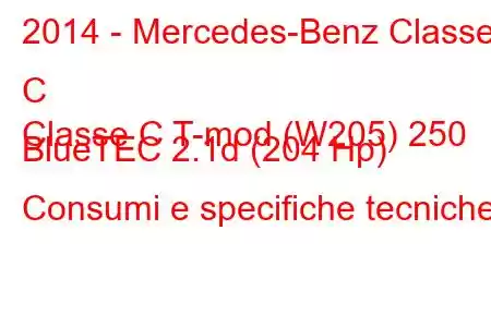 2014 - Mercedes-Benz Classe C
Classe C T-mod (W205) 250 BlueTEC 2.1d (204 Hp) Consumi e specifiche tecniche