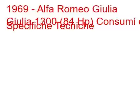 1969 - Alfa Romeo Giulia
Giulia 1300 (84 Hp) Consumi e Specifiche Tecniche