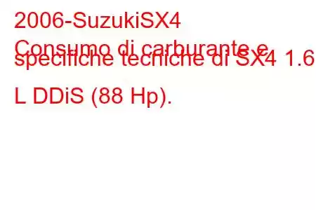 2006-SuzukiSX4
Consumo di carburante e specifiche tecniche di SX4 1.6 L DDiS (88 Hp).