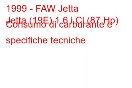 1999 - FAW Jetta
Jetta (19E) 1.6 i Ci (87 Hp) Consumo di carburante e specifiche tecniche