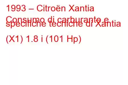 1993 – Citroën Xantia
Consumo di carburante e specifiche tecniche di Xantia (X1) 1.8 i (101 Hp)