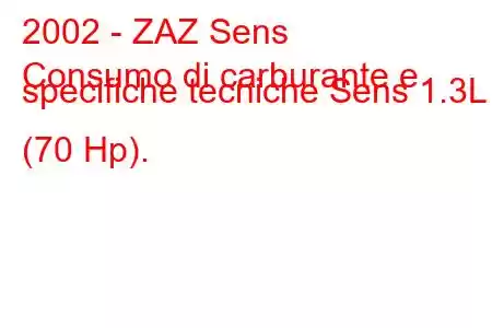 2002 - ZAZ Sens
Consumo di carburante e specifiche tecniche Sens 1.3L (70 Hp).