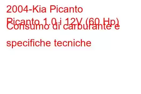 2004-Kia Picanto
Picanto 1.0 i 12V (60 Hp) Consumo di carburante e specifiche tecniche