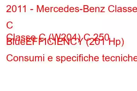 2011 - Mercedes-Benz Classe C
Classe C (W204) C 250 BlueEFFICIENCY (201 Hp) Consumi e specifiche tecniche