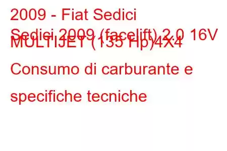 2009 - Fiat Sedici
Sedici 2009 (facelift) 2.0 16V MULTIJET (135 Hp)4X4 Consumo di carburante e specifiche tecniche