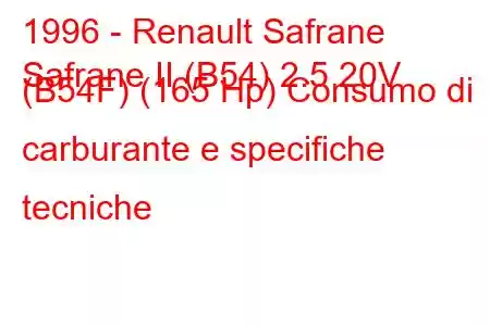 1996 - Renault Safrane
Safrane II (B54) 2.5 20V (B54F) (165 Hp) Consumo di carburante e specifiche tecniche