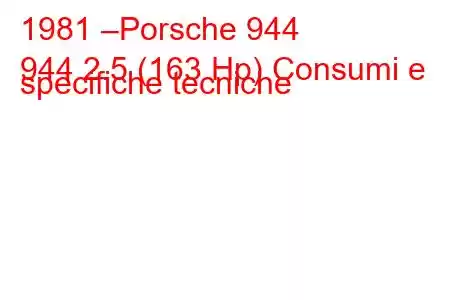 1981 –Porsche 944
944 2.5 (163 Hp) Consumi e specifiche tecniche