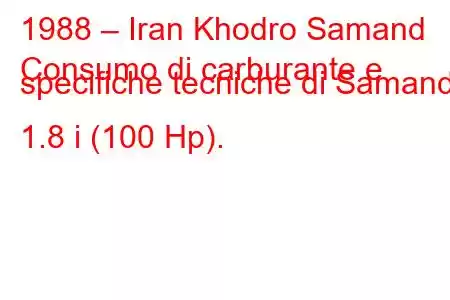 1988 – Iran Khodro Samand
Consumo di carburante e specifiche tecniche di Samand 1.8 i (100 Hp).