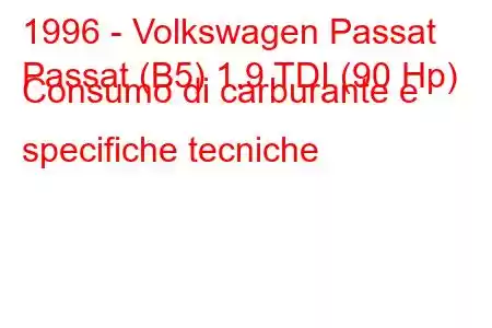 1996 - Volkswagen Passat
Passat (B5) 1.9 TDI (90 Hp) Consumo di carburante e specifiche tecniche