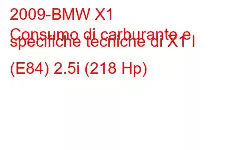 2009-BMW X1
Consumo di carburante e specifiche tecniche di X1 I (E84) 2.5i (218 Hp)