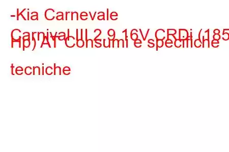 -Kia Carnevale
Carnival III 2.9 16V CRDi (185 Hp) AT Consumi e specifiche tecniche