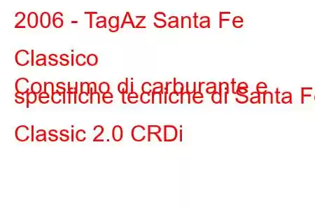 2006 - TagAz Santa Fe Classico
Consumo di carburante e specifiche tecniche di Santa Fe Classic 2.0 CRDi