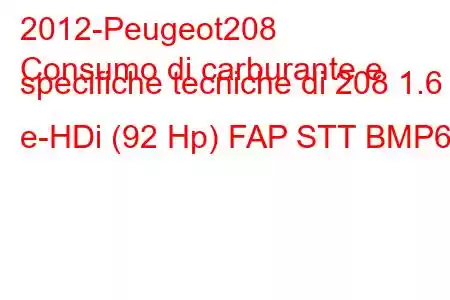 2012-Peugeot208
Consumo di carburante e specifiche tecniche di 208 1.6 e-HDi (92 Hp) FAP STT BMP6