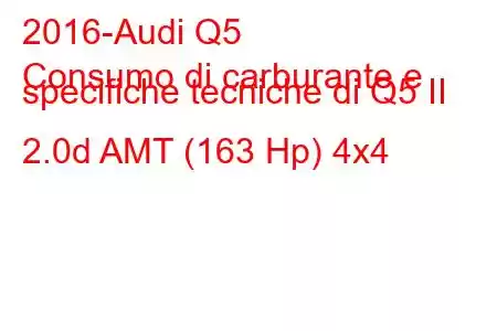 2016-Audi Q5
Consumo di carburante e specifiche tecniche di Q5 II 2.0d AMT (163 Hp) 4x4